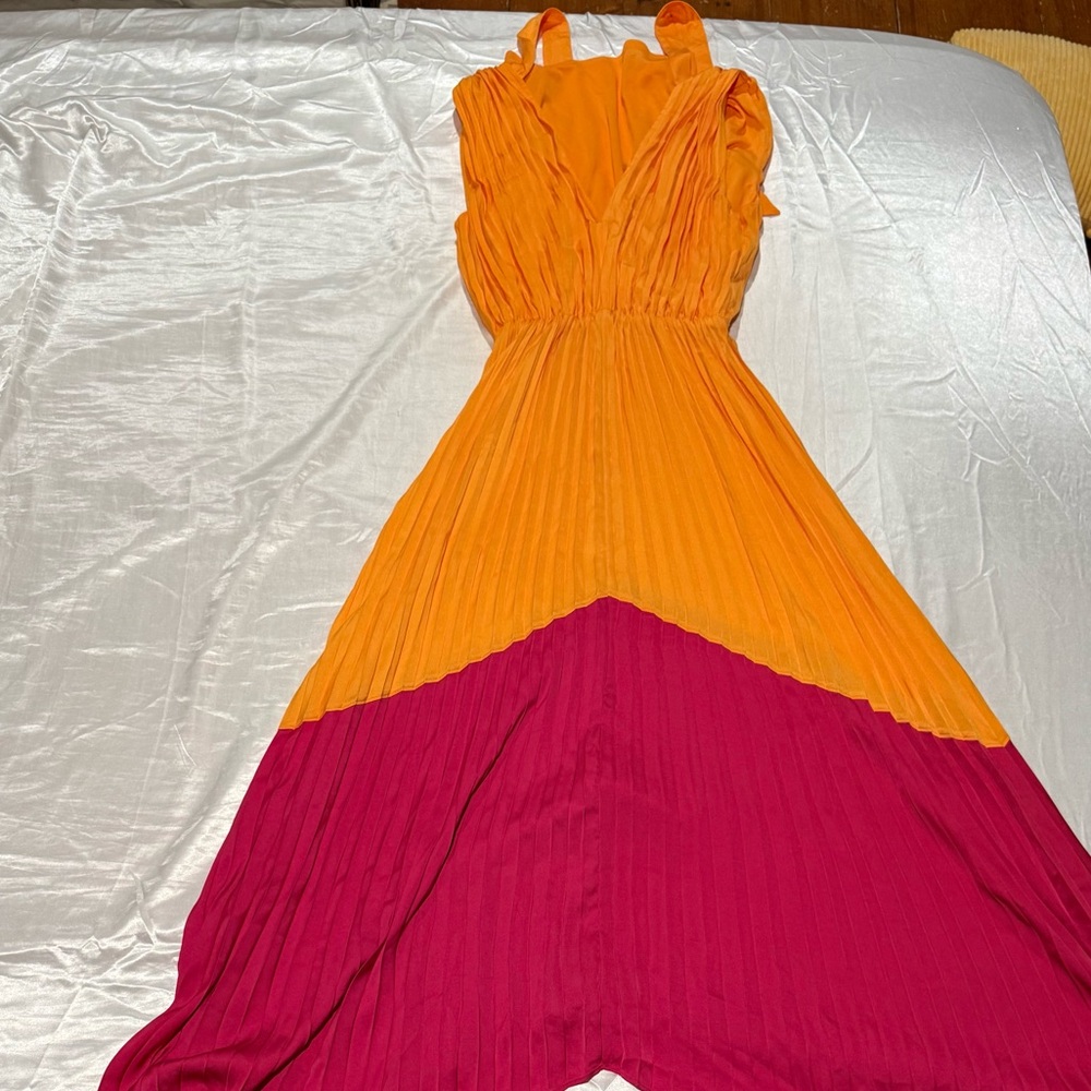 Express Asymmetrical Orange and Pink Dress
